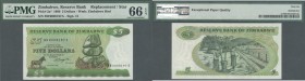Zimbabwe. Zimbabwe: 5 Dollars 1980 P. 2a replacement prefix ”BW”, PMG graded 66 Gem UNC EPQ.
