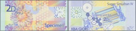 Testbanknoten. Switzerlands: KBA Giori Switzerland - ”2D Iris” colorful printed on Super Simultan IV Specimen, offset printed on banknote paper, condi...