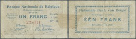 Belgium / Belgien. 1 Franc 1914 P. 81, strong used, paper, folds, a few small border tears and a trace of tape at right border, condition: VG.