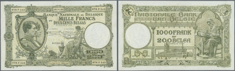 Belgium / Belgien. 1000 Francs - 200 Belgas 1929 P. 104, used with folds but no ...