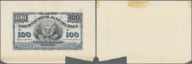 Guatemala. El Banco Intenacional de Guatemala 100 Pesos 1917-25 front side unsigned remainder, P.S160r, taped on cardboard. The note itself in UNC con...