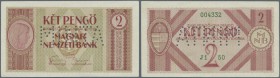 Hungary / Ungarn. Magyar Nemzeti Bank, 2 Pengö 1938 MINTA (Specimen), P.103s, slightly edge bend at lower left, otherwise perfect. Rare! Condition: XF...