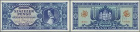 Hungary / Ungarn. 100.000 Pengö MINTA (Specimen), P.120as, very soft vertical bend at center, otherwise perfect. Rare! Condition: aUNC
