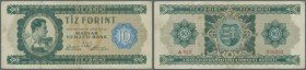 Hungary / Ungarn. 10 Forint 1946, P.159a, used condition with several folds and small stains. Condition: F