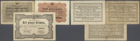 Hungary / Ungarn. Set with 3 Banknotes National Army Defense Committee 15 and 30 Pengő Krajczárra 1849 and Ministry of Finance 2 Pengö-Forinta 1849, P...