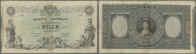 Italy / Italien. 1000 Lire 1874 P. 9, highly rare note, small pinholes restored, no large restorations, strong center fold which seems to have been fi...