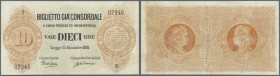 Italy / Italien. 10 Lire 1881 P. 13, rare note, restored at all 4 borders and at center, pressed, still nice colors, formerly stronger folds in note, ...