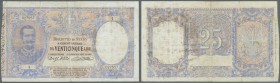 Italy / Italien. 25 Lire 1902 P. 22, highly rare note, stronger used with strong center fold as well as other folds a bit affecting the print on both ...