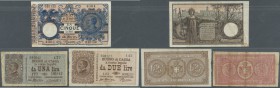 Italy / Italien. Set of 3 notes containing 5 Lire 1918 P. 23e (VF-), 1 Lira 1914 P. 36b (F) and 2 Lire 1914 P. 37c (F), nice set. (3 pcs)