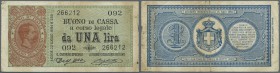 Italy / Italien. 1 Lira 1894 P. 34, used with folds and light stained paper, no holes or tears, condition: F+.