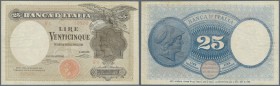 Italy / Italien. 25 Lire 1919 P. 42b, used with several folds, no holes, one 4mm border tear, still crispness in paper but trimmed borders, condition ...