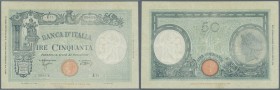 Italy / Italien. 50 Lire 1943 P. 64, used with folds but without any holes or tears, professionally restored pinholes, pressed, still crispness left i...
