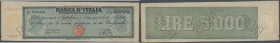 Italy / Italien. 5000 Lire 1945 P. 78a, contemporary forgery, 3 times perforated ”Falso”, pinholes at left, stain in paper, condition: F+.
