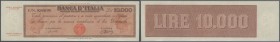 Italy / Italien. 10.000 Lire 1950 P. 87b, only light folds visible, pressed, a minor repaired tear at lower border (2mm), still strong paper and origi...