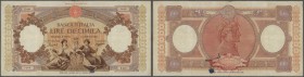 Italy / Italien. 10.000 Lire 1954 P. 89c, vertical and horizontal folds, staining at lower right, no holes or tears, no repairs, not pressed, original...