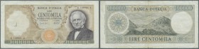 Italy / Italien. 100.000 Lire 1974 P. 100c, used with several folds and creases, a small pen writing in watermark area at left, no holes or tears, sti...