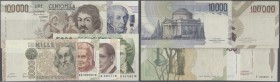 Italy / Italien. Set of 6 notes containing 100.000 Lire 1983 P. 110a, lighter folds, crisp paper, condition: VF-, 1000 Lire 1982 P. 109b (UNC), 5000 L...