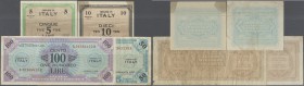 Italy / Italien. Set of 4 different notes containing 5, 10, 50 and 100 Lire 1943 P. M18b-M21b, all notes in about F condition, nice set. (4 pcs)