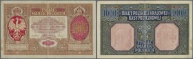 Poland / Polen. 1000 Marek Polskich 1916, Ro.456, P.16, rare and seldom offered note with several handling traces like stained paper, some tears along...