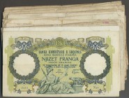 Albania / Albanien. Set of 59 banknotes 20 Franga ND(1939) P. 7, all in similar condition, mostly G-VG, also some F notes inside, nice set. (59 pcs)