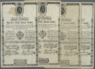Austria / Österreich. small set with 4 Banknotes 5 Gulden Wiener Stadt-Banco-Zettel 1806, P.A38a in nice condition with slightly stained paper and sev...