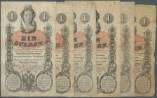 Austria / Österreich. nice set with 6 Banknotes 1 Gulden 1858, P.A84, all with handling traces, some in well worn condition with stained and yellowed ...