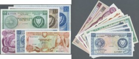 Cyprus / Zypern. Set of 19 banknotes containing 5x 250 Mils P. 41, 3x 500 Mils P. 42, 1 Pound 1978 P. 43c, 5 Pounds 1972 P. 44b, 500 Mil 1982 P. 45, 5...