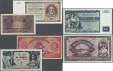 Czechoslovakia / Tschechoslowakei. Small collectors book with 30 Banknotes 1920's - 1940's, containing for example 1000 Korun 1932 Specimen in F, 5000...