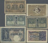 Greece / Griechenland. set with 6 of the small size notes of the Kingdom of Greece containing 2 x 50 Lepta ND(1920), 1 Drachme 1917, 1 Drachme ND(1918...