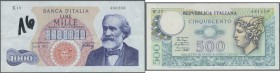 Italy / Italien. Set of 12 notes, all REPLACEMENT notes, containing 1000 Lire 1948 letter ”W” P. 88ar (VG), 100 Lire 1965 P. 96dr (black grafitti, F t...