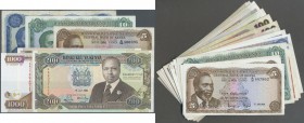 Kenya / Kenia. Set of 52 banknotes containing 1x 10 Shillings 1969 P. 2 , 4x 5 Shillings 1972/69/ P. 6a/c, 10 Shillings 1974 P. 7, 20 Shillings 1971 P...