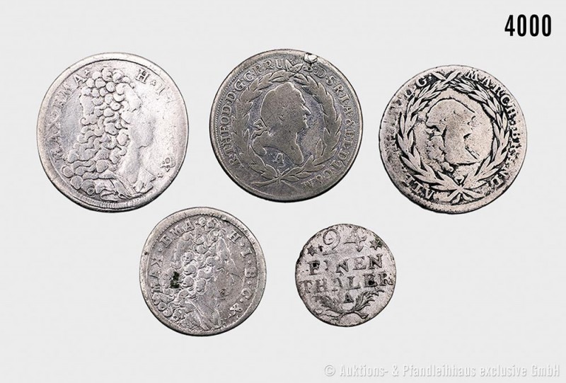 Altdeutschland, Konv. von 5 Kleinmünzen, bestehend aus: Brandenburg-Ansbach, Ale...