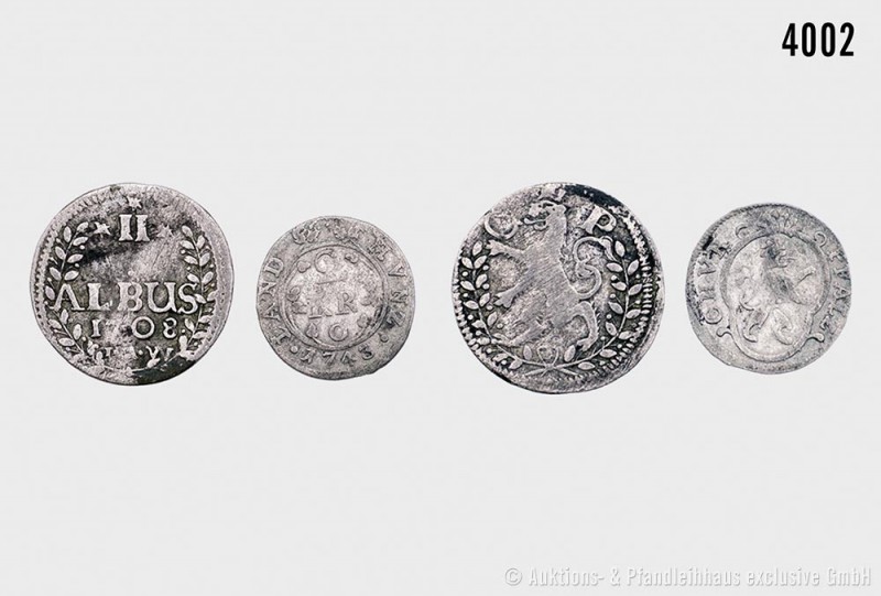 Pfalz, Konv. von 2 Kleinmünzen, bestehend aus: II Albus 1708 JMW. 1,80 g; 22 mm....