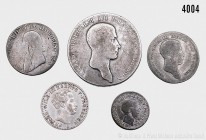 Preußen, Friedrich Wilhelm III. (1797-1840), Konv. von 5 Münzen, bestehend aus: Taler 1814 A. 21,79 g; 36 mm. AKS 11; Jaeger 33; Kahnt 362; Thun 244; ...