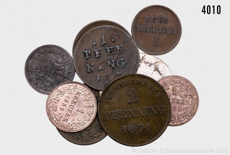 Bayern, Konv. von 10 Kleinmünzen, darunter 1 Pfenning 1797 (Schön 140), 6 Kreuze...