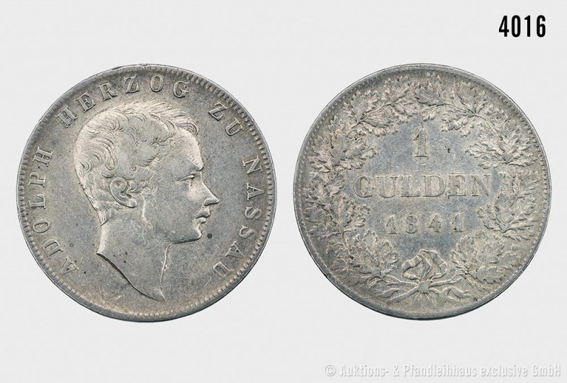 Herzogtum Nassau, Adolph (1839-1866), 1 Gulden 1841. 10,54 g; 30 mm. AKS 65; Jae...
