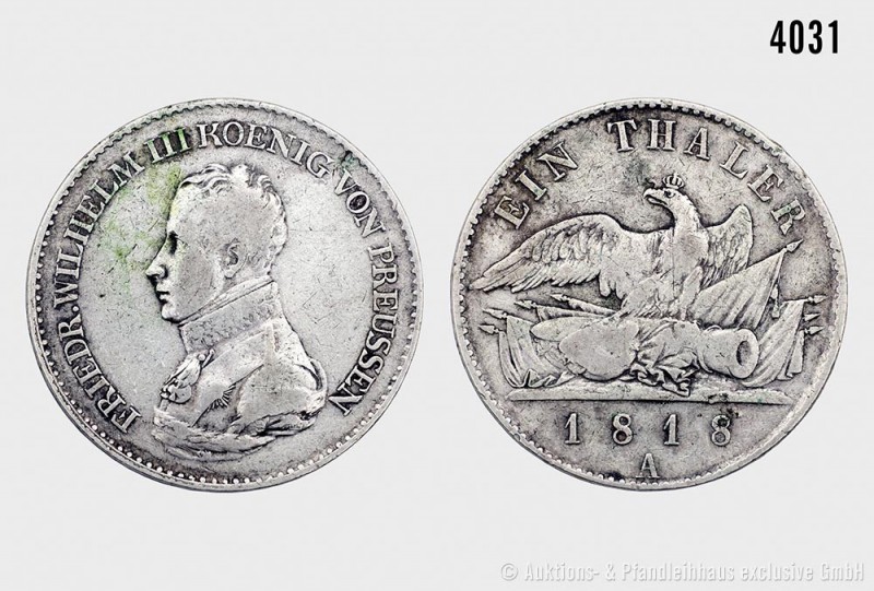 Preußen, Friedrich Wilhelm III. (1797-1840), Taler 1818 A. 21,92 g; 35 mm. AKS 1...