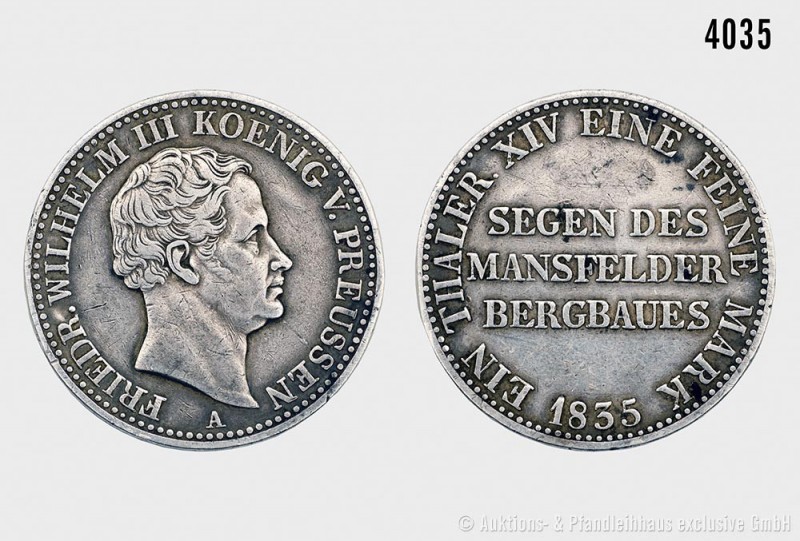 Preußen, Friedrich Wilhelm III. (1797-1840), Ausbeutetaler 1835 A. 21,95 g; 34 m...
