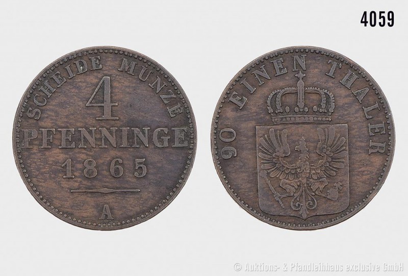 Preußen, Wilhelm I. (1861-1888), 4 Pfennige A. Vs. 90 EINEN THALER, gekröntes Wa...