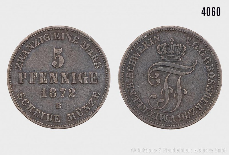 Großherzogtum Mecklenburg-Schwerin, Friedrich Franz II. (1842-1883), 5 Pfennige ...