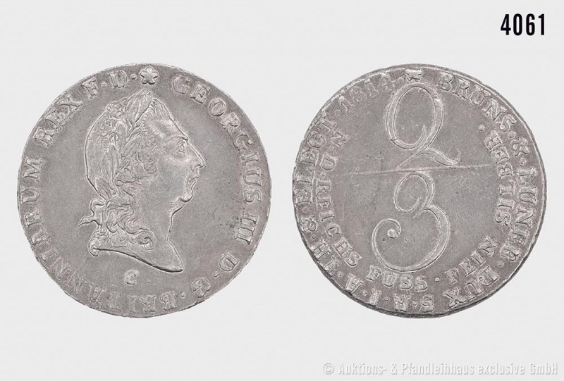 Braunschweig-Calenberg-Hannover, Georg III. (1760-1820), 2/3 Taler 1814. Vs. Por...