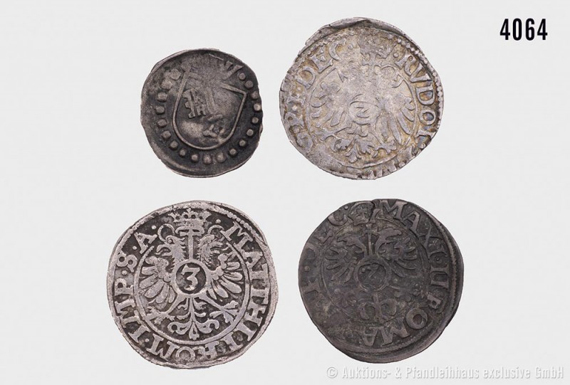 Altdeutschland, Worms, Bistum und Reichsstadt, Konv. von 4 Münzen, bestehend aus...