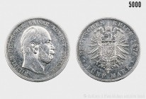Preußen, Wilhelm I. (1861-1888), 5 Mark 1876 B. 27,44 g; 38 mm. AKS 114; Jaeger 97. Kratzer, sehr schön. 900er Silber.