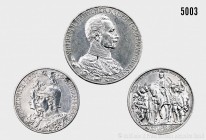 Preußen, Wilhelm II. (1888-1918), Konv. von 3 Silbermünzen, bestehend aus: 3 Mark 1913 A, auf das 25-jährige Regierungsjubiläum. 16,68 g; 33 mm. AKS 1...