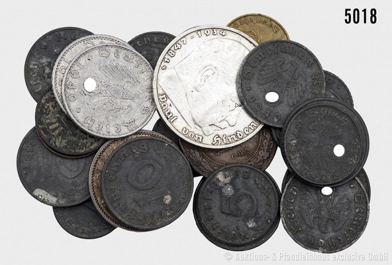 Deutsches Reich, umfangreiches Konv. von 26 Münzen (darunter 1 Mark 1915 J, 5 RM...