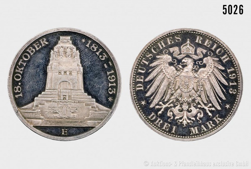 Deutsches Reich, Sachsen, Friedrich August III. (1904-1918), 3 Mark 1913 E, auf ...