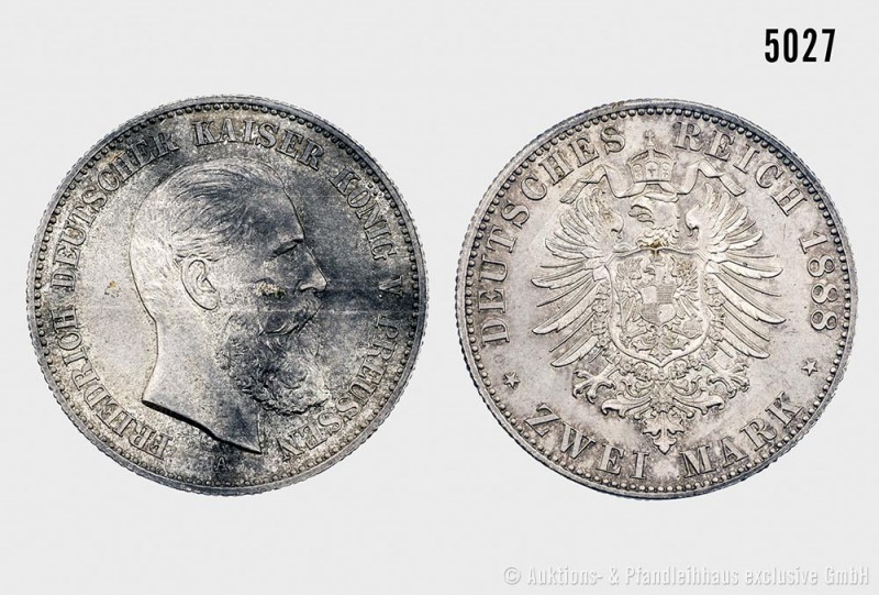 Deutsches Kaiserreich, Friedrich III. (9.3.-15.6.1888), 2 Mark 1888 A. 11,09 g; ...