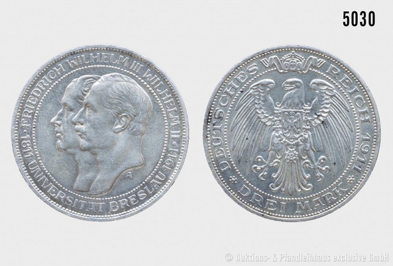 Deutsches Kaiserreich, Wilhelm II. (1888-1918), 3 Mark 1911 A, anlässlich des 10...