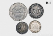 Deutsches Kaiserreich, Konv. von 4 Kleinmünzen, bestehend aus: 50 Pfennig 1876 A. 2,70 g; 20 mm. AKS 3; Jaeger 7. Sehr schön. 25 Pfennig 1910 J. 4,00 ...