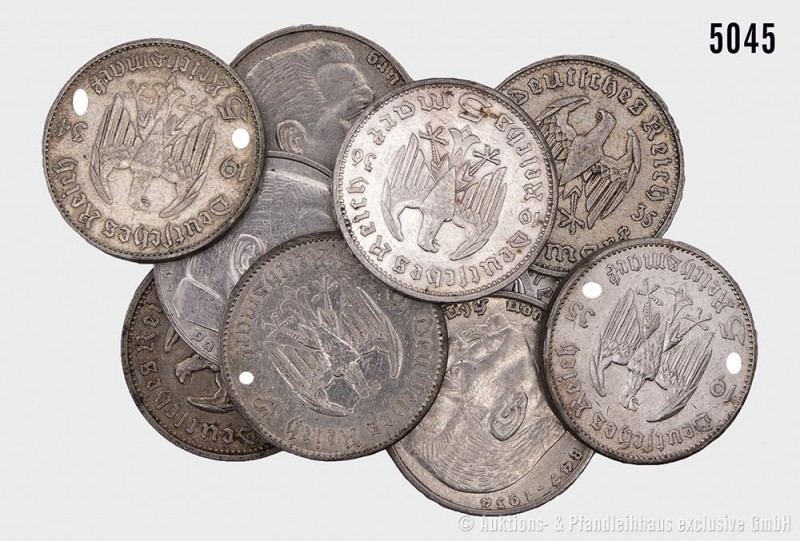 Drittes Reich, umfangreiches Konv. von 97 Silbergedenkmünzen, 5 Reichsmark (Hind...